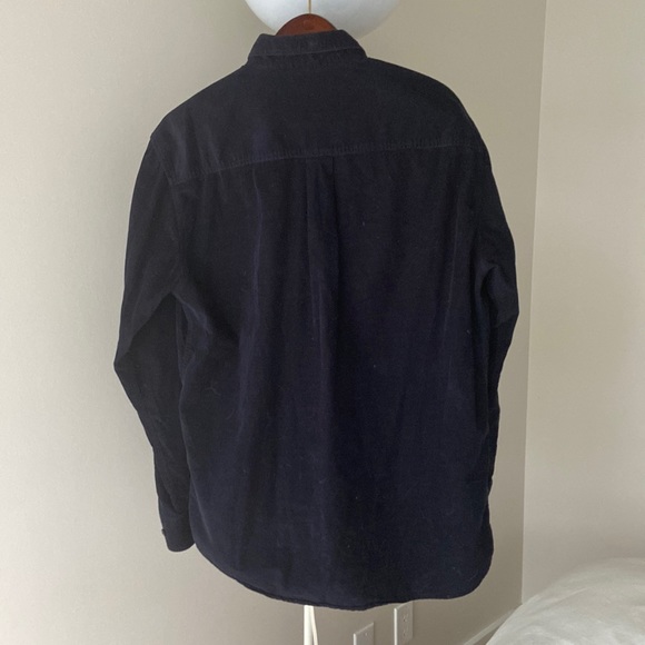 Dark Blue Camargue Shirt with Velvety Corduroy Texture - Picture 3 of 3